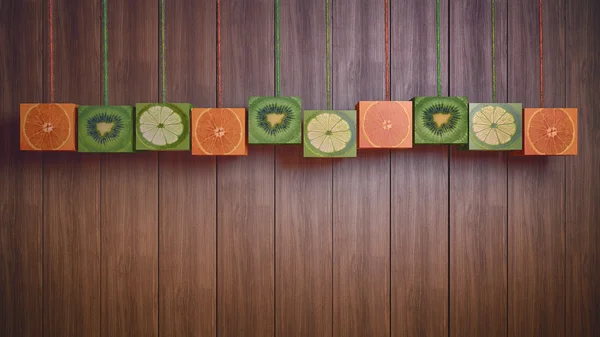 Fruits painting on planks