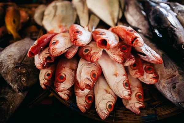 Raw fish sliced and cut at street market