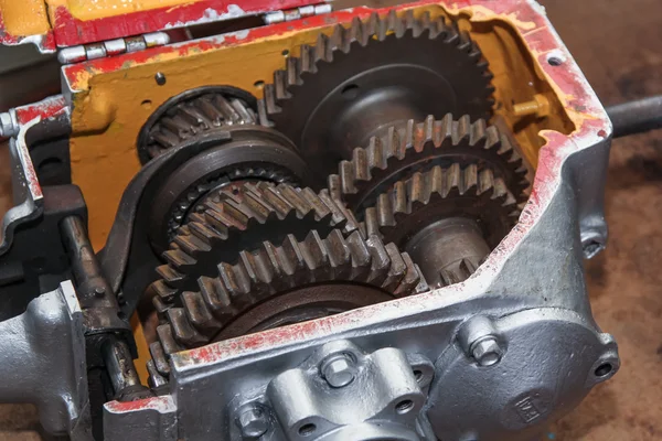 Cross-section of a car gearbox and clutch