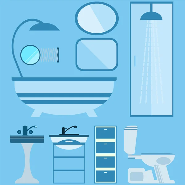 Flat style vector illustration. Bathroom interior with furniture