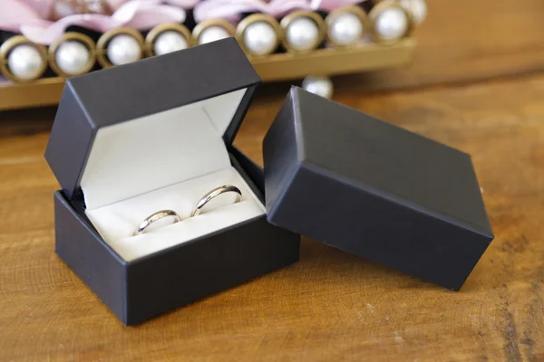 Box with two rings for wedding