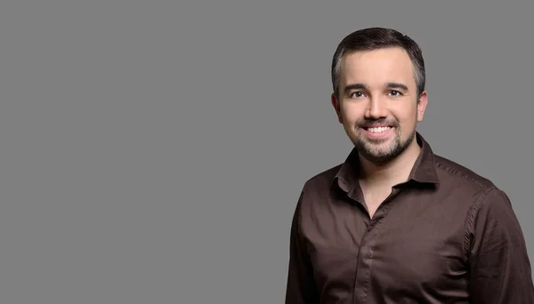 Beautiful dental smile, man portrait - stock photo