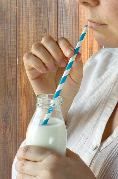 Woman drinking milk,