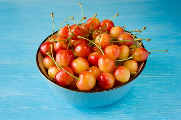 A bowl cherry. sweet cherries with a thin skin and thick creamy-