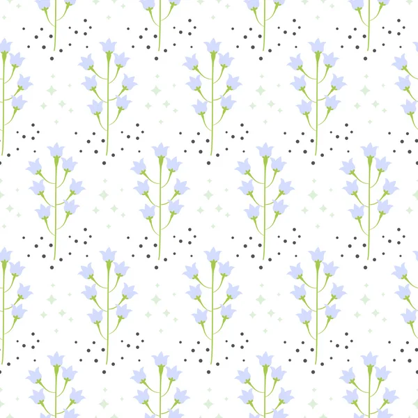 Wild bluebell flower spring field seamless pattern.