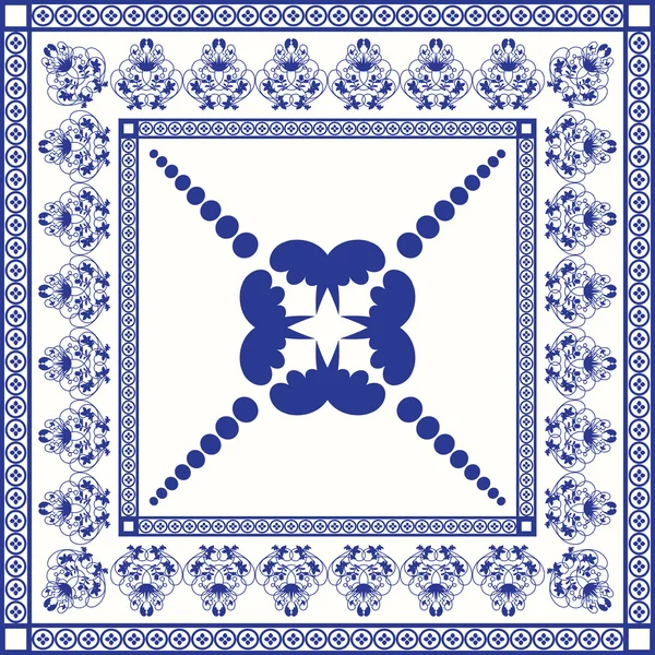 Mediterranean traditional blue and white tile pattern.