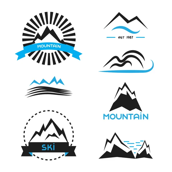 Mountain badge vector elements set. Logo concepts, brand identity stickers.