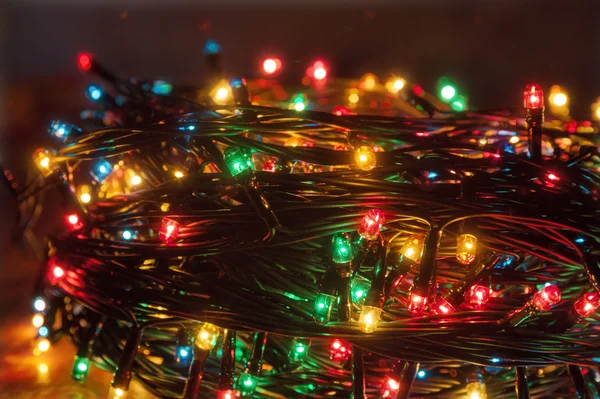 Christmas led garland closeup