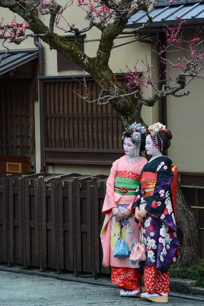 Young women dressed as geishas in Kyoto, Japan