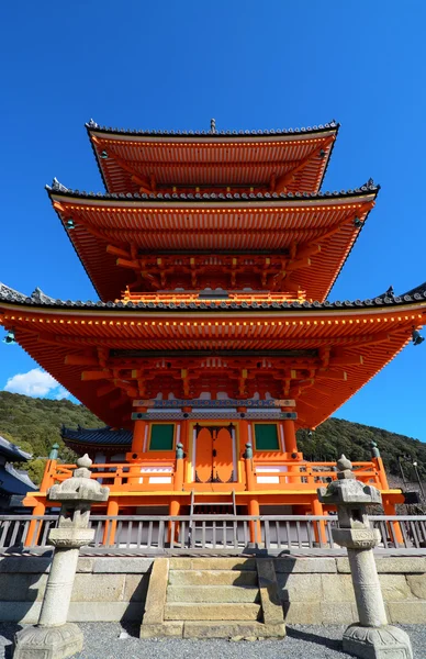 Famous three-story pagoda at Kiyomizu-dera in Kyoto, Japan