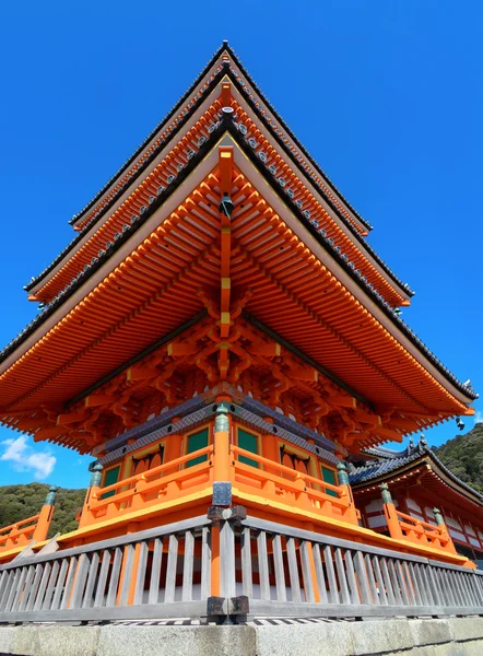 Corner angle architectural view of the pagoda at Kiyomizu-dera in Kyoto, Japan