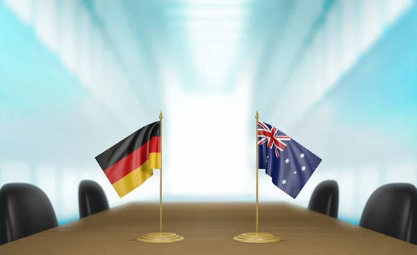 德国和澳大利亚的关系和贸易交易谈判 3d 渲染