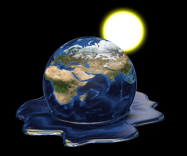 Environmental disaster concept of Earth melting under the sun.