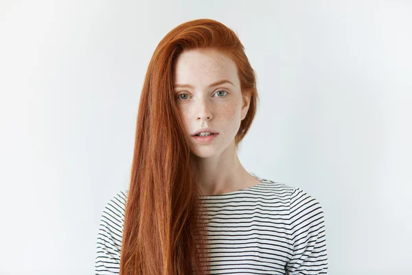 Girl with perfect healthy freckled skin