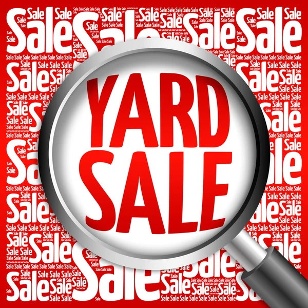 YARD SALE word cloud with magnifying glass