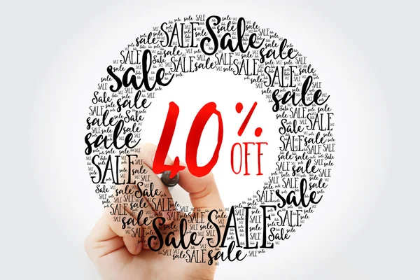 Hand writing 40% OFF sale circle word cloud