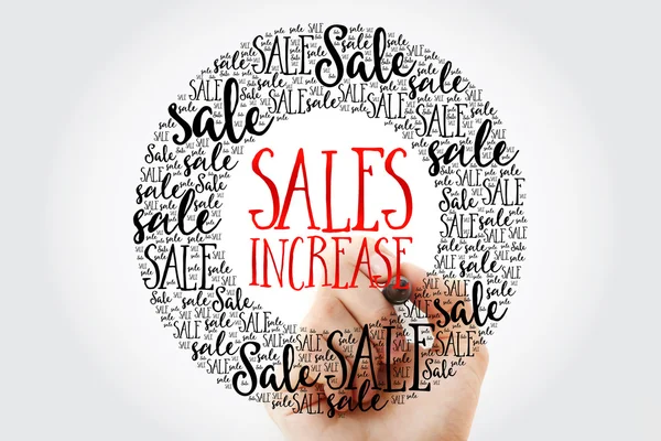 Hand writing Sales Increase circle word cloud