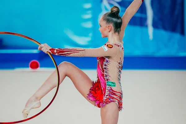 Individual performance gymnasts Arina Averina exercise with a Hoop