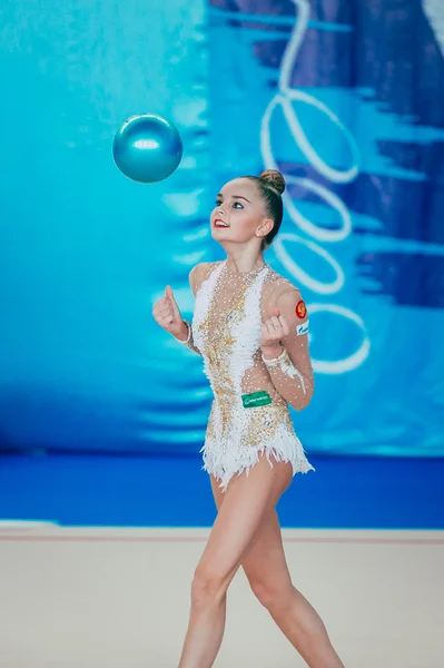 Individual performance gymnasts Arina Averina exercise with a ball