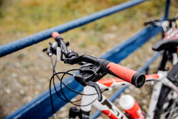 Closeup mountain bike handlebar