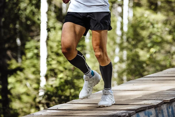 Marathon runner running in forest