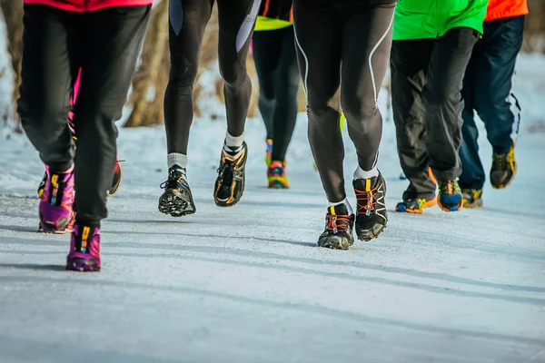 Closeup of feet running athletes