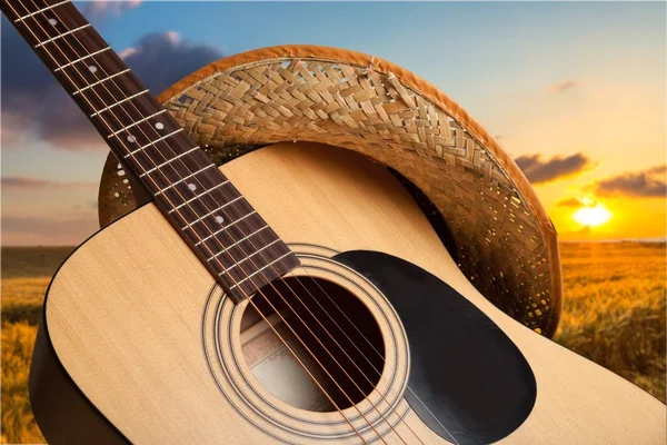 Acoustic guitar close up