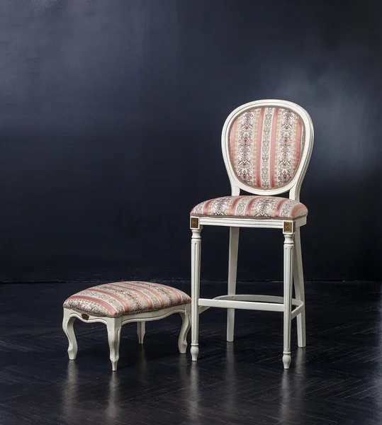 White vintage classic chair and stool