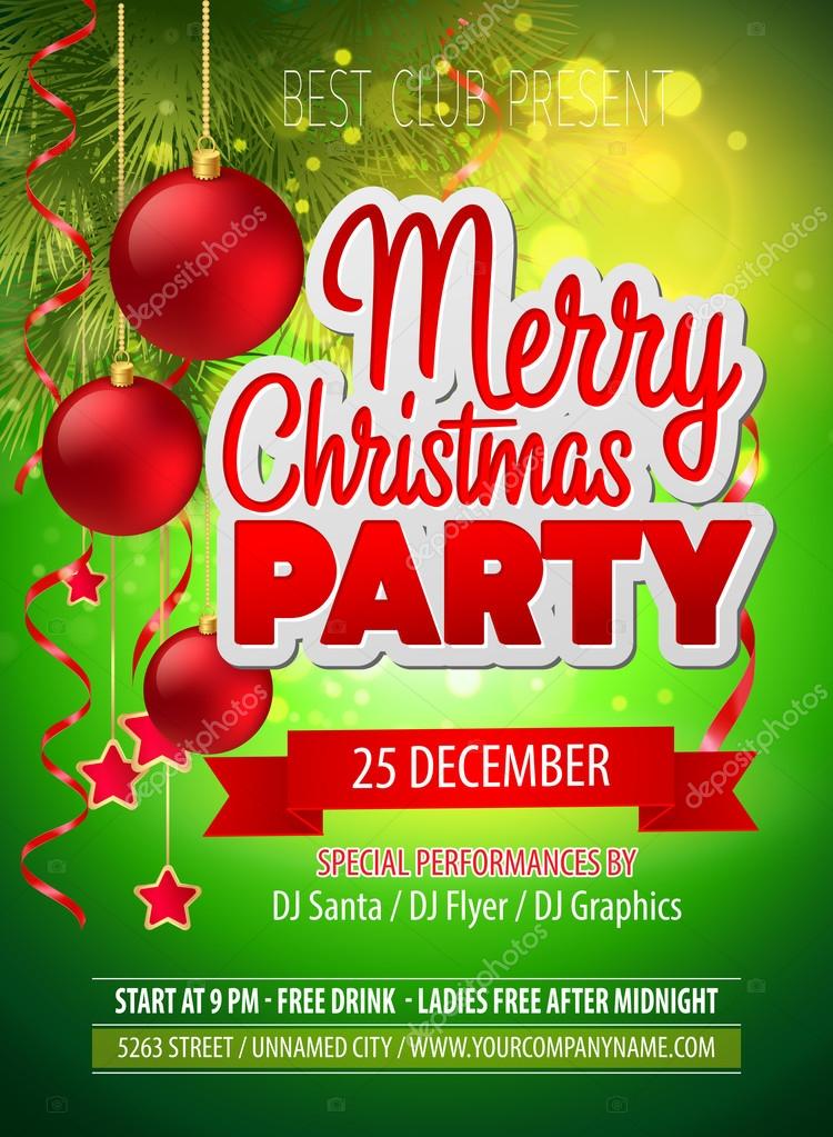 Christmas Party Flyer Vector Template Stock Vector 82451022