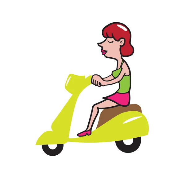 People woman ridding scooter