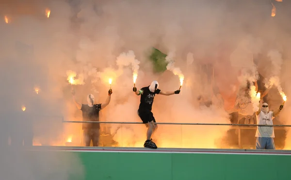 Supporters and fans during football match