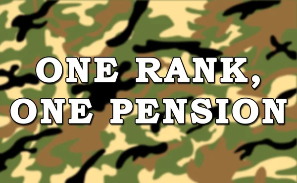 One Rank One Pension Message on Army/Military Camouflage Pattern Background