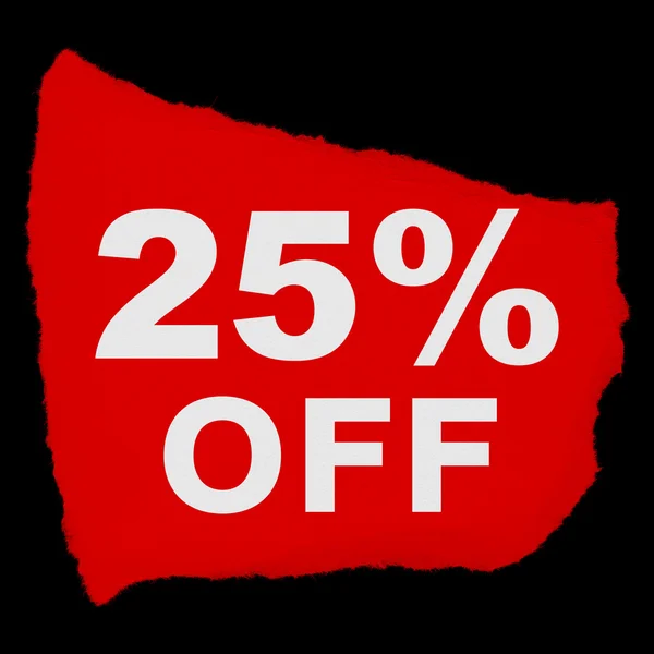 25% OFF Torn Red Paper Scrap Isolated on Black Background