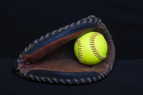 Fastpitch Softball Glove With Yellow Ball