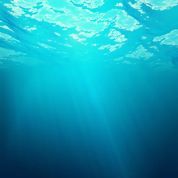 Underwater view of the sea surface with light rays. 3d illustration