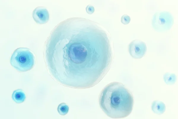 Blue cell human in centre, medicine scientific background. 3d illustration