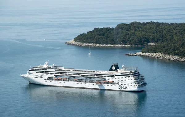 Dubrovnik Croatia a cruise ship at anchor off the island Lokrum