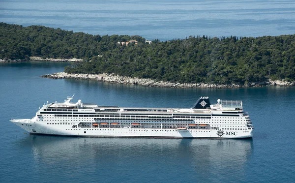 Dubrovnik Croatia a cruise ship at anchor off the island Lokrum