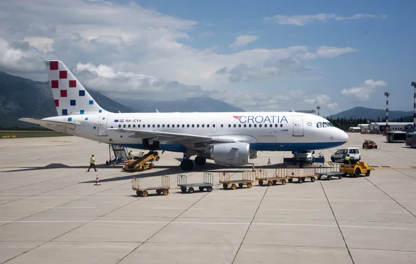 Passenger jet at Dubrovnik International Airport Croatia