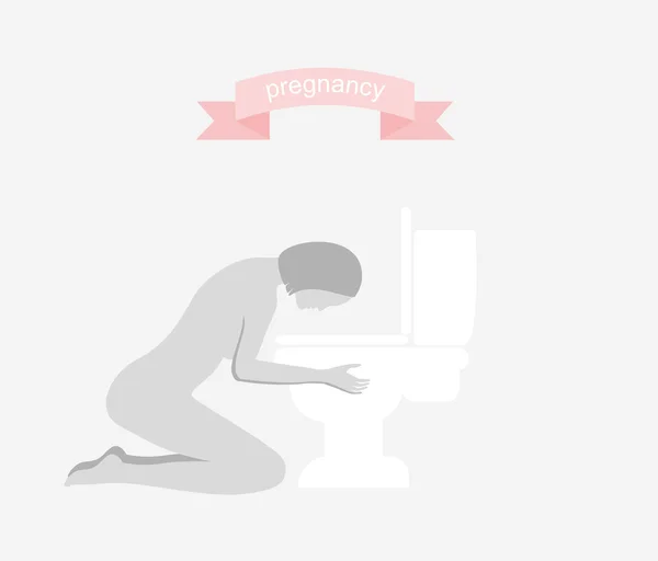 Woman Experiencing Morning Sickness. signs of pregnancy symptoms.