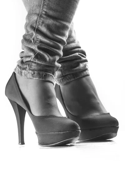 Heeled shoes worn black and white