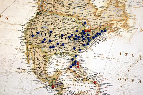 United States with Map Tacks