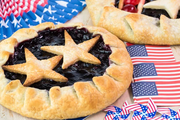 Fresh homemade blueberry pies, decorated with stars for Forth of