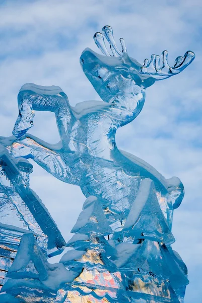 View of ice sculptures on winter festival in Ekaterinburg, Russia