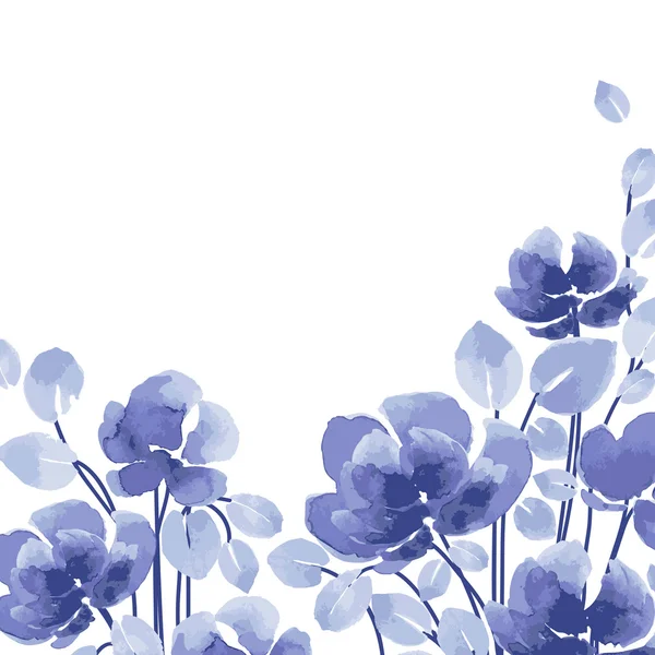 Watercolor blue flowers