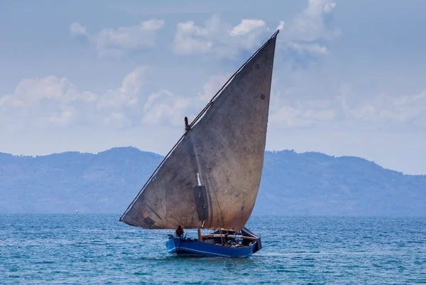 Old sailing boat under sail