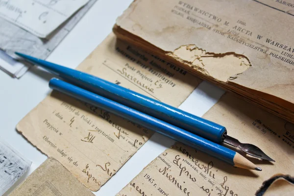 Old documents and writing instruments