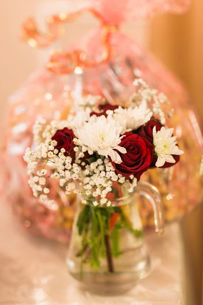 Floral decoration on festive table.