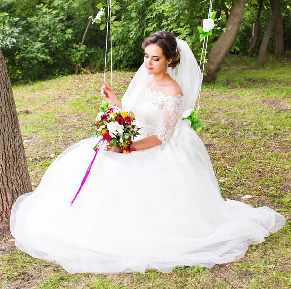 Nice wedding bouquet in brides hand