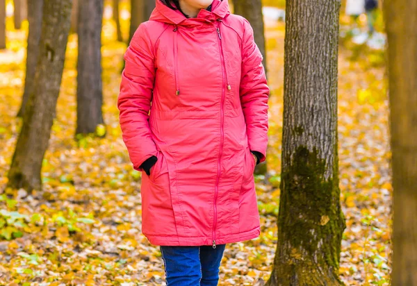 Young girl walking in autumn park
